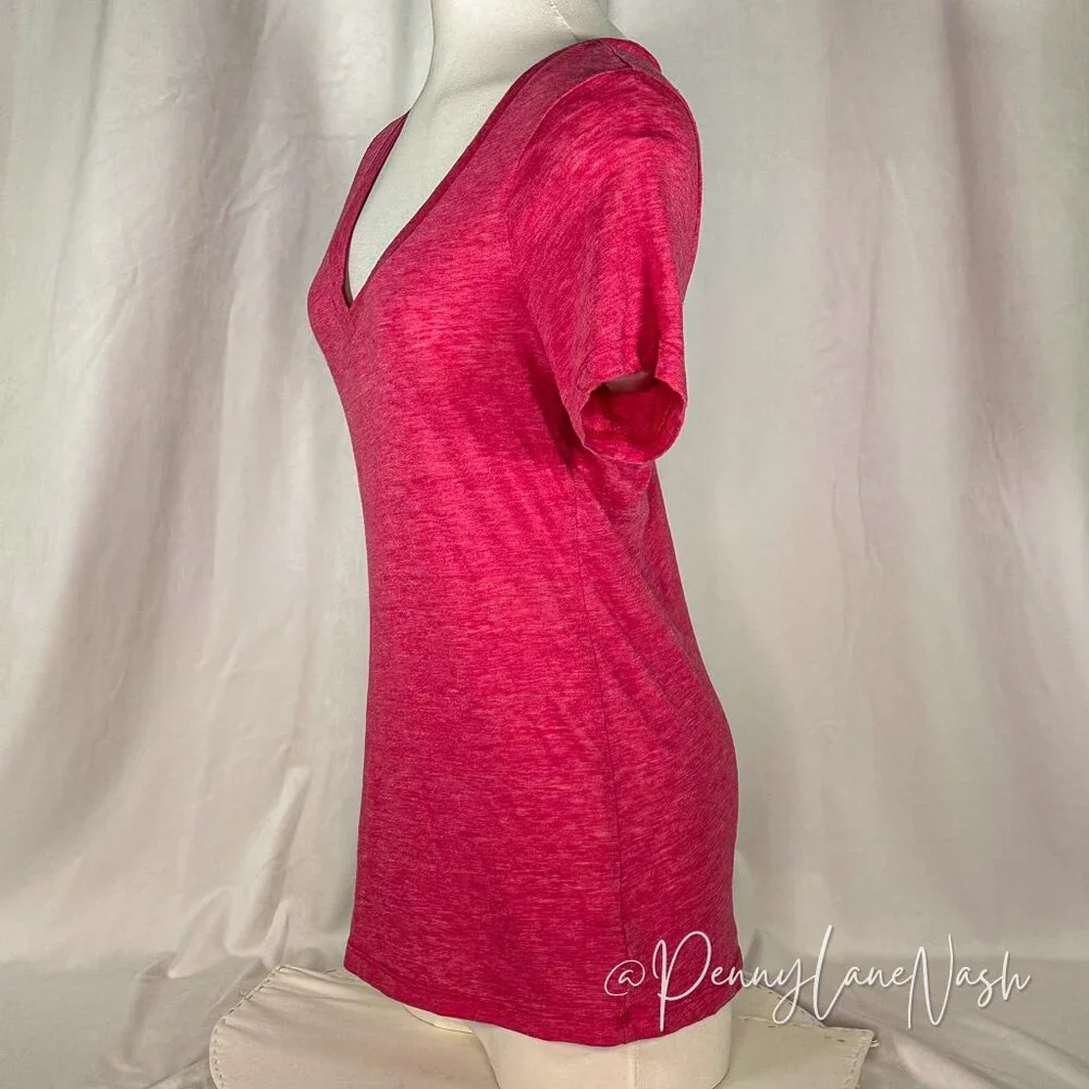 Old Navy Tri blend Short Sleeve V Neck Tee Shirt Pink - Picture 2 of 7